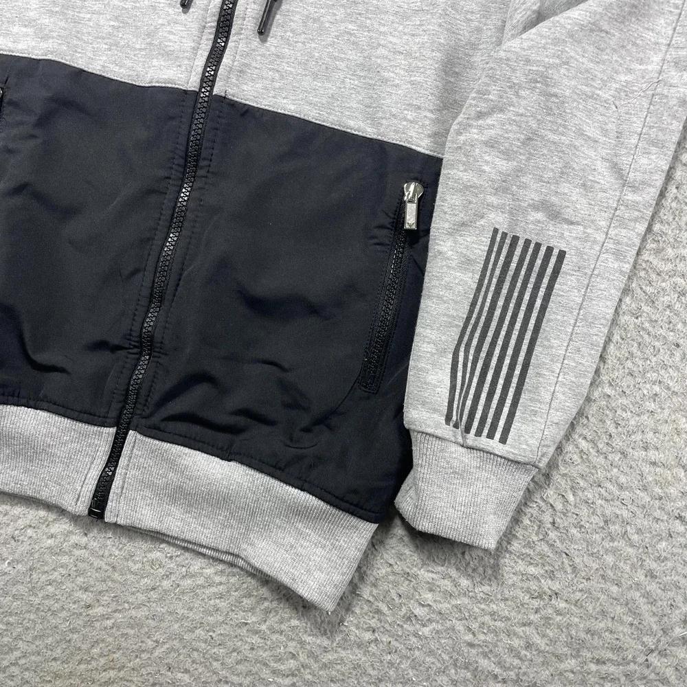 Emporio Armani EA7 Hoodie Kids 10 Gray Black Colorblock Full Zip Logo Cotton